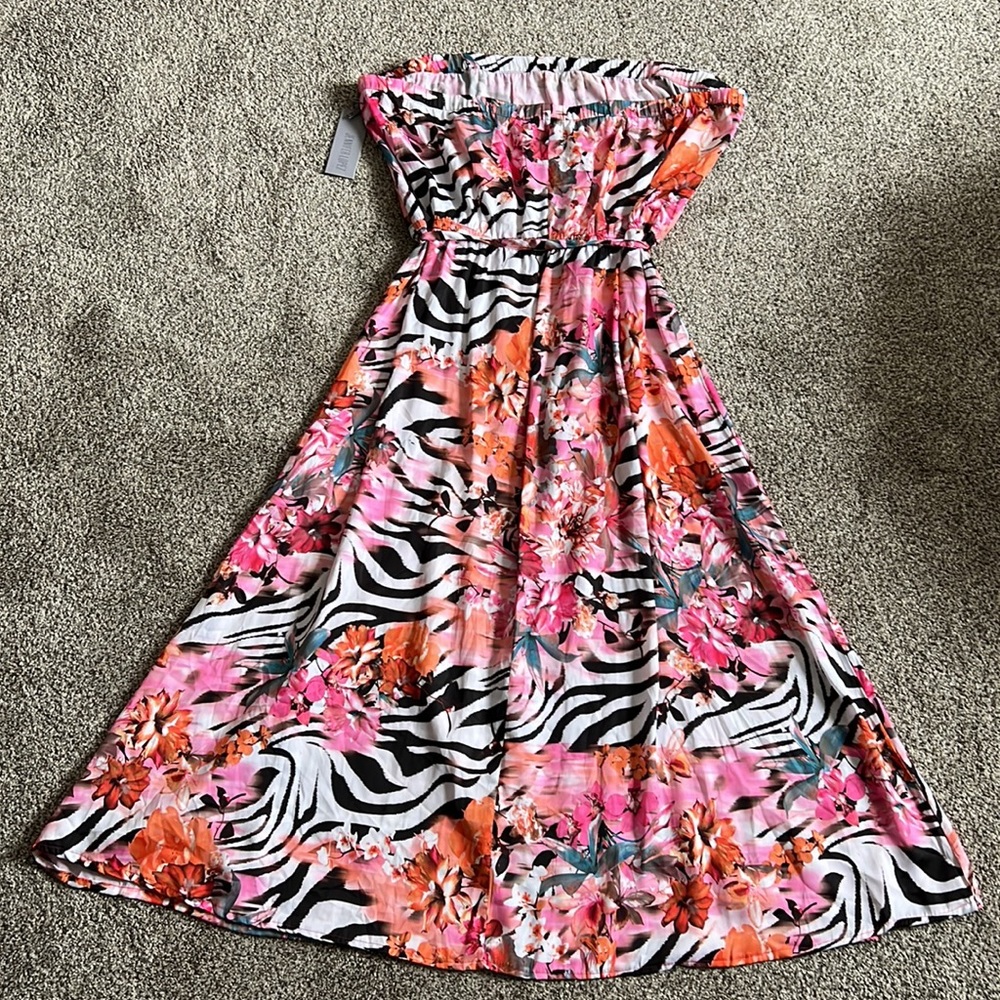 Jennifer Lopez Strapless Long Dress Tropical Sz 2X - Picture 8 of 11